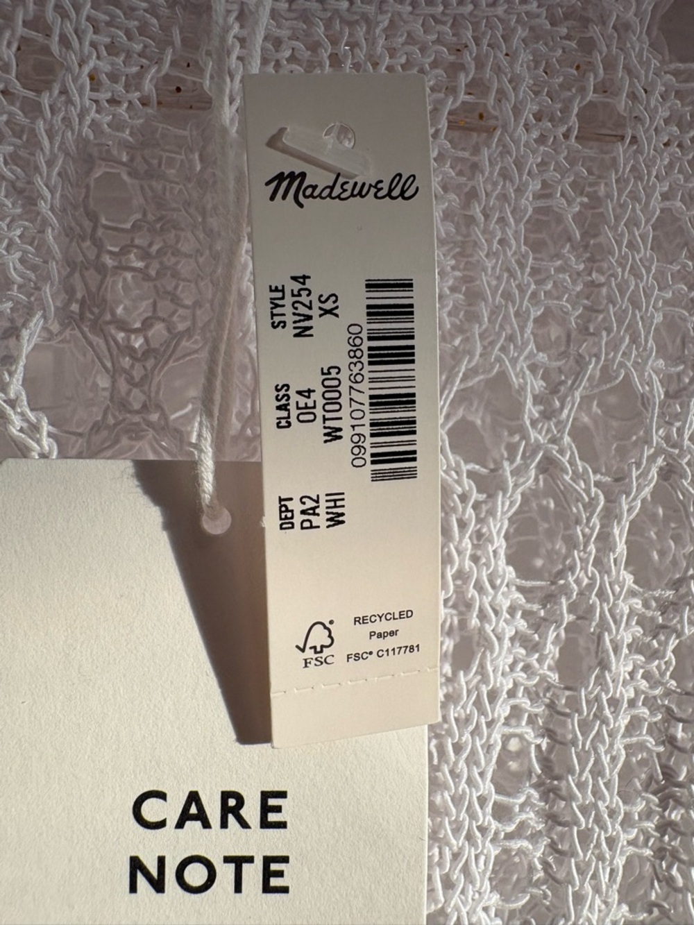 Madewell Open Knit Cropped Sweater XS White Short Sleeve Beachy Oversized NWT - Picture 5 of 7